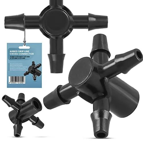 Instalguru 4-Fach Verteiler für Emitter 4mm x 3/5mm x 3/5mm x 3/5mm x 3/5mm Bewässerungsleitung Steckverbinder für Schlauch Bewässerung System Pfeiltropfer Wasserverteiler Microbewässerung für Garten