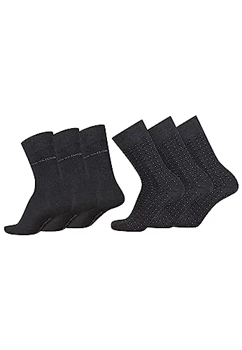 TOM TAILOR Socken Herren 43-46 in anthrazit - Basic dot Baumwollsocken für Alltag und Freizeit - 6 Paar Herren-Socken