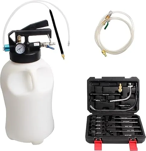 CCLIFE Druckluft Ölwechsel Gerät 2 in 1 - Flüssigkeitsextraktoren für müheloses Befüllen und Absaugen von Getriebeöl, inkl. 15 ATF Adaptern und sicherem Druckventil für effiziente Nutzung.