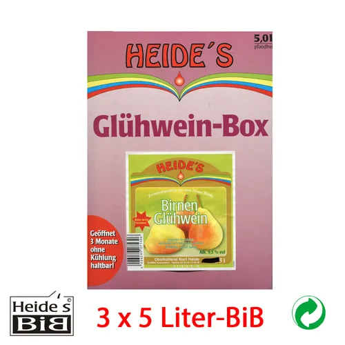 Glühwein Birne 9,5% Alc., 3 x 5 Liter-BiB - 3er-Pack