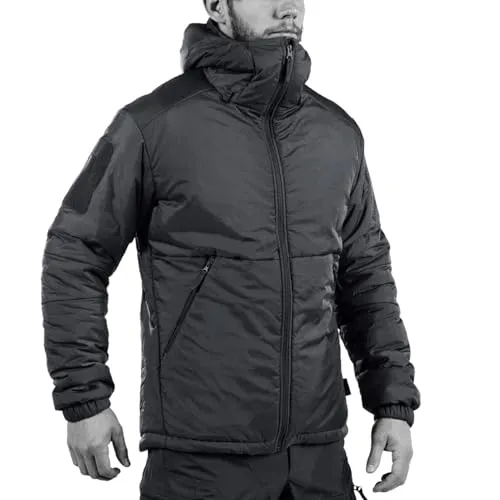 UF Pro Delta Compac Jacket - Taktische Winterjacke, Winddicht & Wasserabweisend (Schwarz, L) - Die Delta ComPac Jacke ist ultraleicht und bietet optimalen Schutz bei kaltem Wetter. Ihr kompaktes Design ermöglicht eine einfache Mitnahme, ideal für Outdoor-Aktivitäten. G-Loft-Isolation sorgt für angenehme Wärme und Komfort.