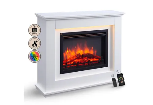 BALDERIA Baldur Elektrokamin - 2000W Heizung mit 3D-Flammeneffekt - Elektrische Kamine mit realistischer Flamme, App-Steuerung und sicherer Nutzung. Genießen Sie ein gemütliches Kamingefühl ohne Ruß und Verbrennungsgefahr.