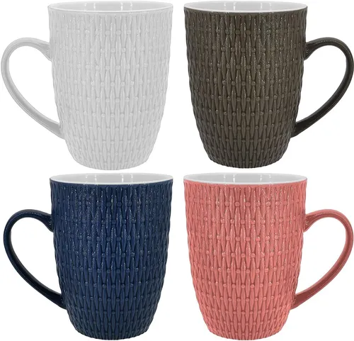 Kaffeetassen 4er Set Kaffeebecher bunt Kaffeetasse Becher Tasse Kaffeepott 350ml
