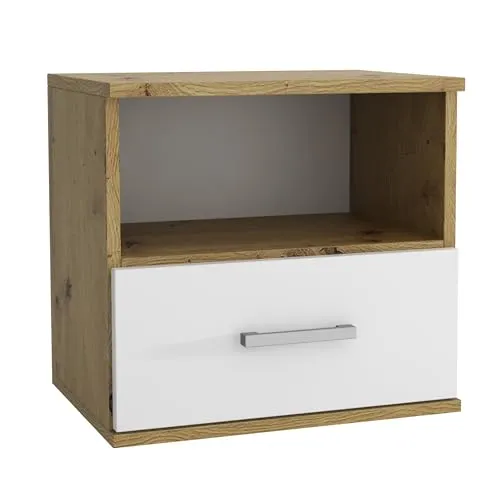 Masseno Nachttisch NOCTA Nachtschrank Beistelltisch für Schlafzimmer 48 x 50 x 35 cm Weiß