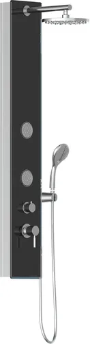 SCHÜTTE Duschpaneel Glas Ibiza mit Massagedüsen - Dusche & Duschinstallationen: Wellness Duschsystem mit 22 cm Duschkopf und Massagedüsen für entspannende Momente im Badezimmer.