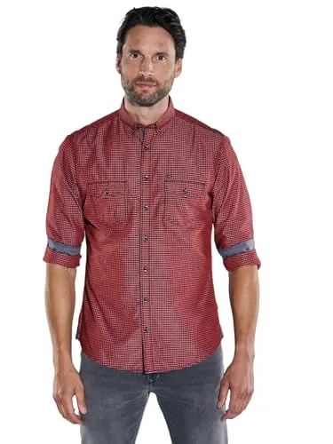 engbers Herren Herren Langarm-Hemd kariert, Rot, 38011, Rot in Größe XXL