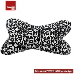 POWER INN® Leseknochen | Weiß mit Schwarzen Buchstaben | Modern | Nackenkissen | Reisekissen