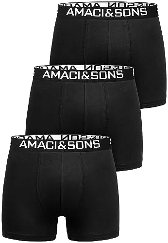 Amaci&Sons Herren Boxershorts Baumwolle 3er Spar-Pack Männer Unterhose Unterwäsche 3x9005 Schwarz/Schwarz XXL
