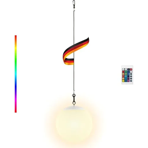 SCHWAIGER 660173 Solar Hängelampe Kugel-Leuchte - Lampen für den Außenbereich mit RGB-Funktion, dimmbar und solarbetrieben. Ideal für stimmungsvolles Licht im Garten, flexibel aufzuhängen.