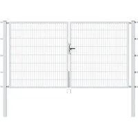 Stabgitter-Doppeltor ALBERTS Flexo Typ 6/5/6 300 x 100 cm - Gartenzäune - Robustes Metalltor in Silber, inkl. stabilen Pfosten (8 x 8 cm) für hohe Sicherheit und Langlebigkeit.