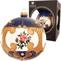 Krebs Glas Lauscha Weihnachtskugel Rosendesign Barock Blau 10cm - Hochwertige Weihnachtskugel aus Glas im eleganten Rosendesign. Verleihen Sie Ihrem Baum festlichen Glanz und genießen Sie die perfekte Balance aus Leichtigkeit und Stabilität. Sorgfältig verpackt für eine langanhaltende Freude.
