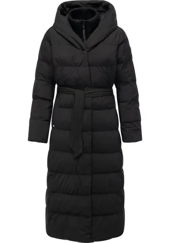 Ragwear Steppmantel Niani Long Langer warmer Wintermantel mit Bindegürtel