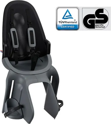 Widek QIBBEL AIR Kindersitz - Gepäckträgermontage in sparkling silver - Ergonomischer Kinderfahrsitz für 9 Monate bis 6 Jahre, mit atmungsaktivem Mesh-Bezug und einfach zu montieren. Sicherer 5-Punkt-Gurt und verstellbare Fußstützen für maximalen Komfort.