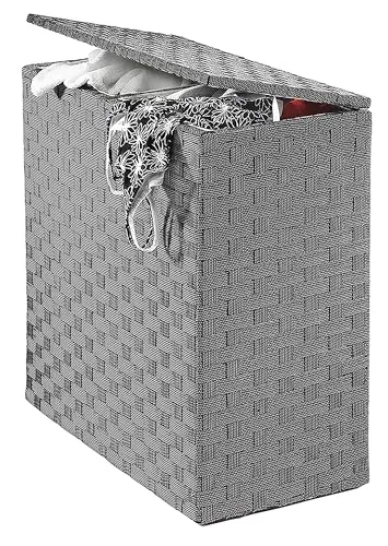 Kobolo Wäschesammler Wäschesortierer - Nylon - weiß schwarz - 125L - 2 Fächer