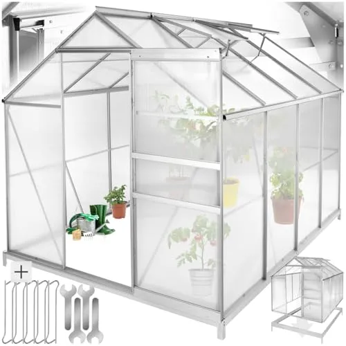 tectake® Aluminium Gewächshaus 250x185x195 cm