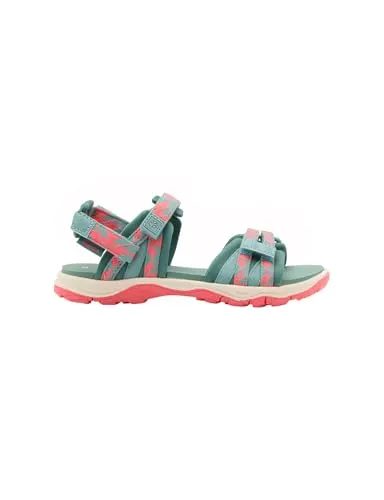 Jack Wolfskin Sandalen für Kinder - Dunkelgrün/Pink, Größe 29 - Wanderschuhe für Kinder, rutschhemmende Laufsohle und Klettverschluss für einfachen Einstieg - ideal für Abenteuer im Freien!