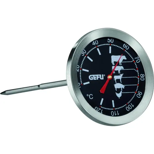 GEFU Bratenthermometer analog Edelstahl - Präzises Grillzubehör aus Edelstahl zur perfekten Temperaturmessung von Fleisch, ideal für Geflügel, Schwein, Lamm, Wild und Rind.