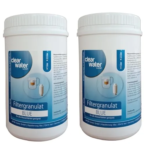 2L Filtergranulat Nachfüllgranulat für Wasserfilter – gegen Kalk & Schadstoffe – für Filterkannen, Kaffeevollautomaten, Bügelstationen, Luftbefeuchter
