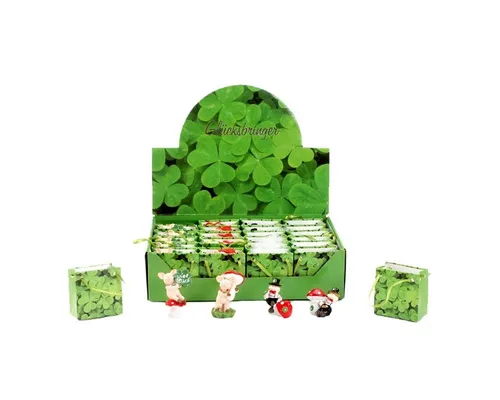 Geschenkestadl Tierfigur Glücksbringer-Figuren im Display – 24 charmante Symbole für Glück pur! (24 St)