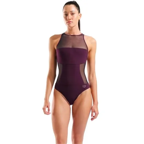 ARENA Mesh Panels Badeanzug für Damen - Chlor- und salzwasserbeständig mit leichten Mesh-Panels für eine einzigartige Silhouette. Ideal für Fitness-Schwimmen und Wassersport. Bequemer, mittlerer Beinausschnitt sorgt für optimale Bewegungsfreiheit.