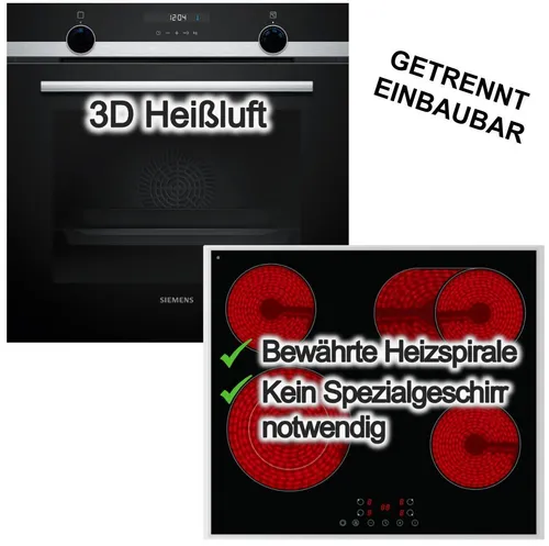 SIEMENS Backofen-Set 3DHeißluft mit Elektrokochfeld