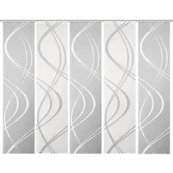 5-teiliges Schiebevorhang-Set TIBERIO - grau - 60x245 cm - Gardinen & Vorhänge, komplett mit Paneelwagen und Beschwerungsstangen für einfache Montage und stilvollen Sichtschutz.