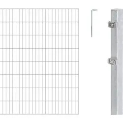 Metallzaun Grund-Set Doppelstabmatte feuerverzinkt 10 x 2 m x 1,6 m - Gartenzäune mit langlebigen Doppelstabgittermatten, feuerverzinkt für optimalen Rostschutz und einfache Montage durch Einbetonieren.