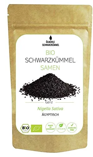 BIOLAVIVA BIO Schwarzkümmel Samen (150 g) ganz - 99,9% Reinheit aus Ägypten - hoher Thymochinongehalt - Nigella Sativa - Küche, Tee, Öl - frei von Schadstoffen- und Pestiziden
