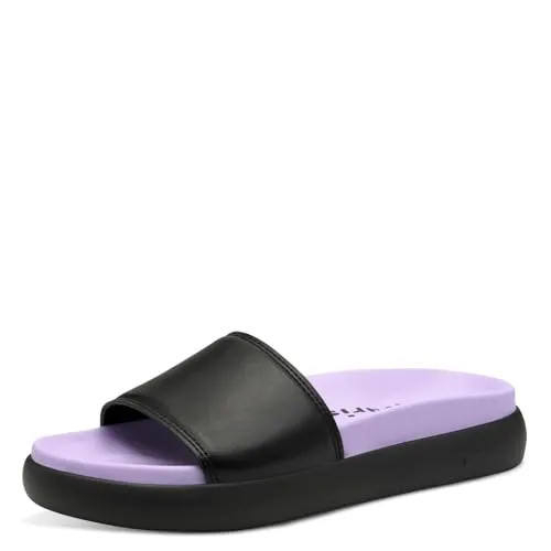 Tamaris Pantolette Damen Vegan Flach schwarz, EU 37 - Pantoletten für Damen, vegan und komfortabel dank herausnehmbarer Sohle, ideal für jeden Anlass und einfach an- und auszuziehen.
