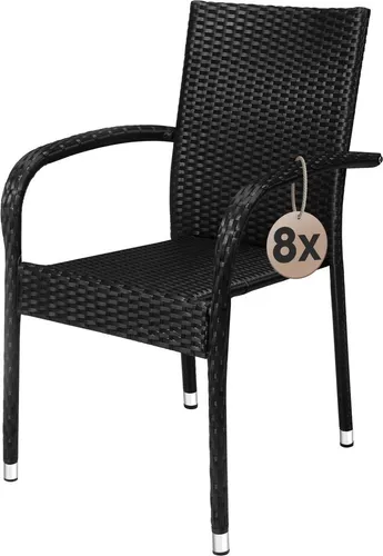 Casaria Gartenstuhl - Stapelbar und Wetterfest - Gartenstühle aus hochwertigem Polyrattan, ideal für Terrasse und Balkon. Das 8er-Set ist stapelbar und hält bis zu 160 kg, perfekt für gemütliche Stunden im Freien.