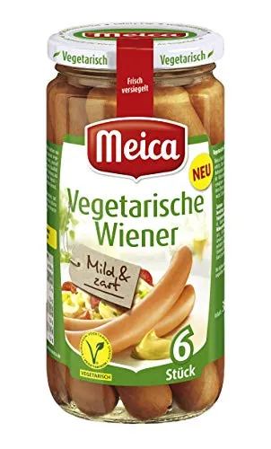 Meica 6 Vegetarische Würstchen - Fleischfreie Alternative 200g - Fleisch & Wurstwaren - Hochwertige Sojaprotein-Würstchen mit würzigem Geschmack, ideal für Vegetarier und vielseitig in der Zubereitung.