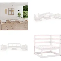 vidaXL 8 tlg. Garten Lounge Set Weiß Massivholz Kiefer