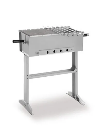 Thüros Holzkohlegrill Baikal - Vielseitiger Schaschlikgrill - Edelstahl Holzkohlegrill mit 60 x 30 cm Grillfläche, ideal für bis zu 12 Schaschlikspieße. Langlebig und rostbeständig, inklusive 6 Edelstahlspießen und optimaler Temperaturkontrolle.