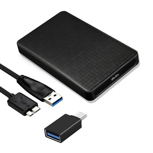JIEYUCHU Festplattengehäuse 2,5 Zoll, USB 3.0 auf SATA III, Externes Gehäuse für SATA SSD HDD mit USB C OTG Adapter, Externe Festplatte Gehäuse 2.5 Werkzeugfreie Montage, UASP Unterstützt