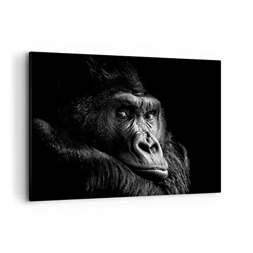 ARTTOR Bilder auf Leinwand 100x70cm Leinwandbild Affe Gorilla Porträt Groß Wanddeko Bild Schlafzimmer Küche Deko Wandbilder Dekoration Wohnzimmer Wall Decor Canvas Wand Kunstdruck Art AA100x70-5007