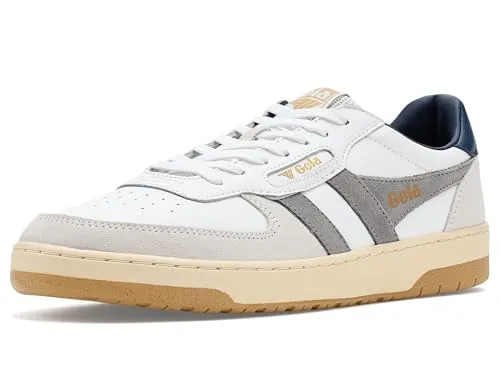Gola Sneaker Hawk 2026 Herren - Weiß/Cementgrau/Navy, Größe 42 (US 9) - Trendiger Sneaker von Gola, inspiriert vom Courtsport. Mit Leder, Wildleder und Mesh für ein bequemes Tragegefühl und lässigen 80er-Jahre-Style - ideal für den Alltag.