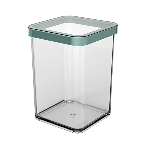 Rotho Loft quadratische Vorratsdose 1l mit Deckel und Dichtung, Kunststoff (SAN) BPA-frei, türkis/transparent, 1l (10.0 x 10.0 x 14.2 cm)