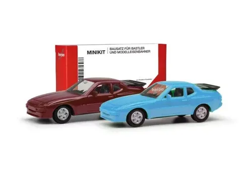 Herpa MiniKit 012768-004 Porsche 944, blau/rot 1:87 Neu Ovp