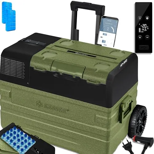 KESSER® Kompressor Kühlbox 52 Liter mit APP-Steuerung - Praktische elektrische Kühlbox mit 52 Litern Fassungsvermögen. Ideal für Auto, Lkw oder Boot. Mit APP-Steuerung und USB-Anschluss für maximale Flexibilität. Kühlung bis -20 °C möglich.