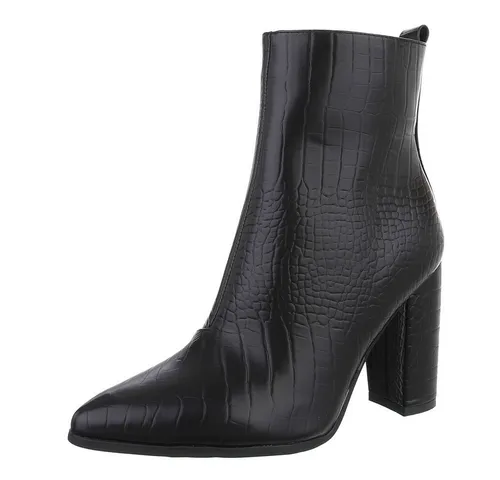 Ital-Design Elegante Stiefeletten mit Blockabsatz für Damen High-Heel-Stiefelette (89852923) Blockabsatz Stiefeletten in Schwarz