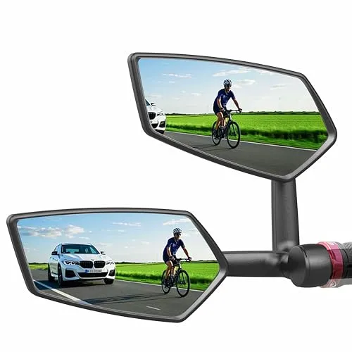 RBRL Fahrradspiegel für Lenker mit extra großem Echtglas | 360° Einstellbar & Bruchfest