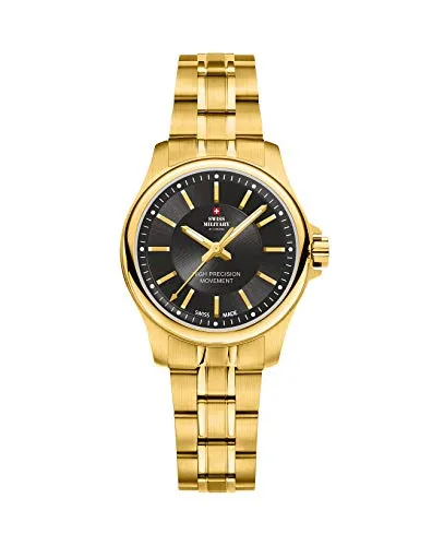 Swiss Military by Chrono Damen Uhr Armbanduhr Quarzwerk mit Edelstahl Metallarmband Analoge Damenuhr Gold SM30201.08