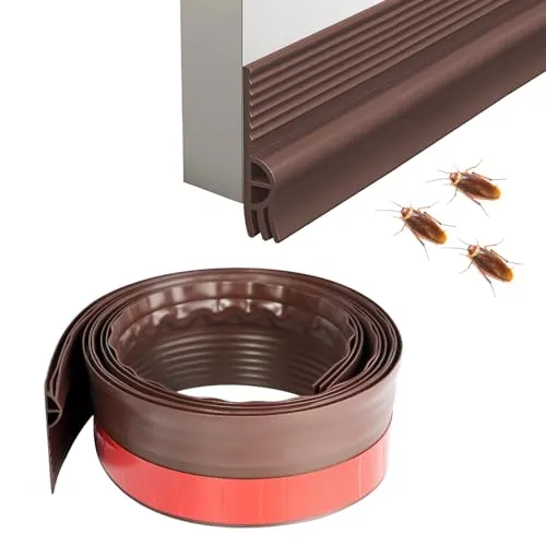 Türdichtung Zugluftstopper für Türen100cm Türdichtung Unten, Tür Zugluftstopper für Türen, Türbodendichtung Dichtungsband Selbstklebend für Türen Fenster Haustür Dichtung Luftzugstopper (Braun)