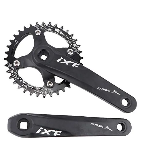 ZTZ Mountainbike 170 mm Vierkant-Kurbelgarnitur mit 104 BCD 32/34/36/38T Kettenblatt, MTB-Kurbel aus Aluminiumlegierung, rundes Kettenblatt und Kurbel, passend für Shimano, SRAM, FSA (32T, Schwarz)