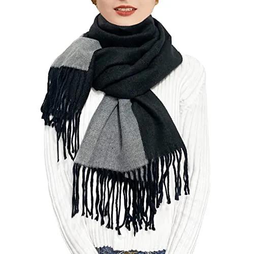ehsbuy Winter Schals & Tücher für Damen Reversibel Kaschmir Schal Wendbarer Schultertuch Langer Großer Wärmeschal mit Quaste für Hochzeits Geschenke