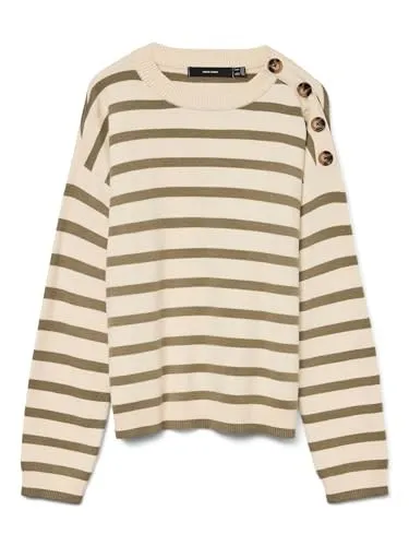Strickpullover VERO MODA VMSABA Damen, Größe M, Grau - Eleganter Strickpullover von VERO MODA, Größe M. Aus hochwertiger Baumwolle für ein angenehmes Tragegefühl. Ideal für lässige Outfits und jeden Anlass.