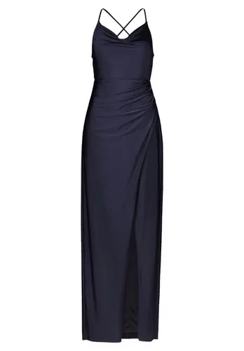 Vera Mont Abendkleid figurbetont, Damen Gr. 38, Nachtblau - Elegantes Abendkleid von Vera Mont mit Wasserfallausschnitt und hohem Schlitz. Figurbetontes Satinmodell, ideal für festliche Anlässe.