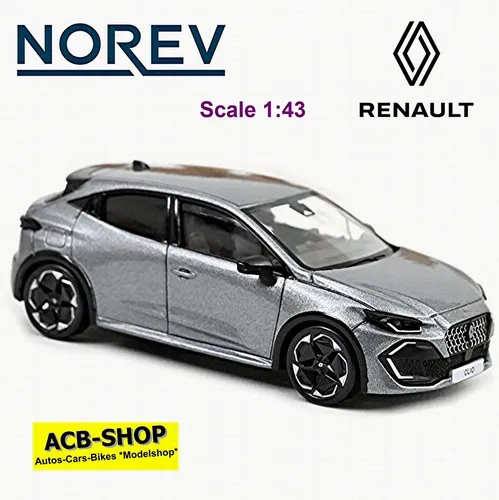 Renault Clio 2026 grau metallic Modellauto 1:43 Norev - Detailliertes Standmodell im Maßstab 1:43, aus robustem Die-Cast-Material. Ideal für Sammler und als dekoratives Element. Kommt in Originalverpackung und überzeugt durch seine hochwertige Verarbeitung.