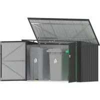 TEPRO Universalbox Store Max, anthrazit - Robuste Aufbewahrungsbox aus Metall, ideal für den Außenbereich. Mit großzügigen Maßen von 232,5x104,5x132 cm bietet sie viel Platz für Ihre Gartenutensilien.