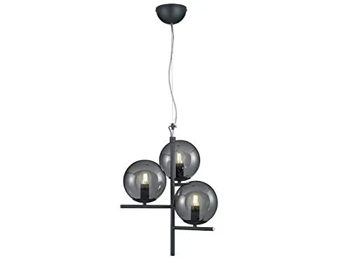 TRIO Leuchten LED Pendelleuchte mit Dimmfunktion - Hängeleuchte mit 3x Rauchglas Lampenschirmen, dimmbar und inklusive LED Leuchtmitteln, ideal für stilvolle Akzente über Esstisch oder Tresen.